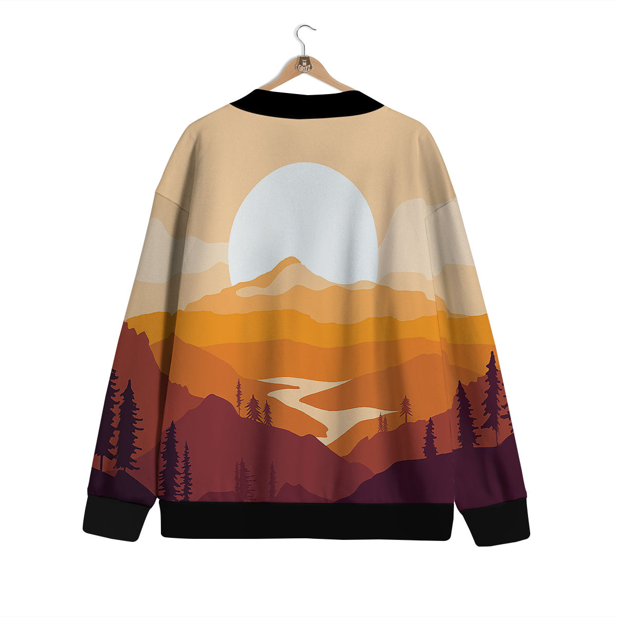 Autumn Mountains Sunset Print Cardigan-grizzshop