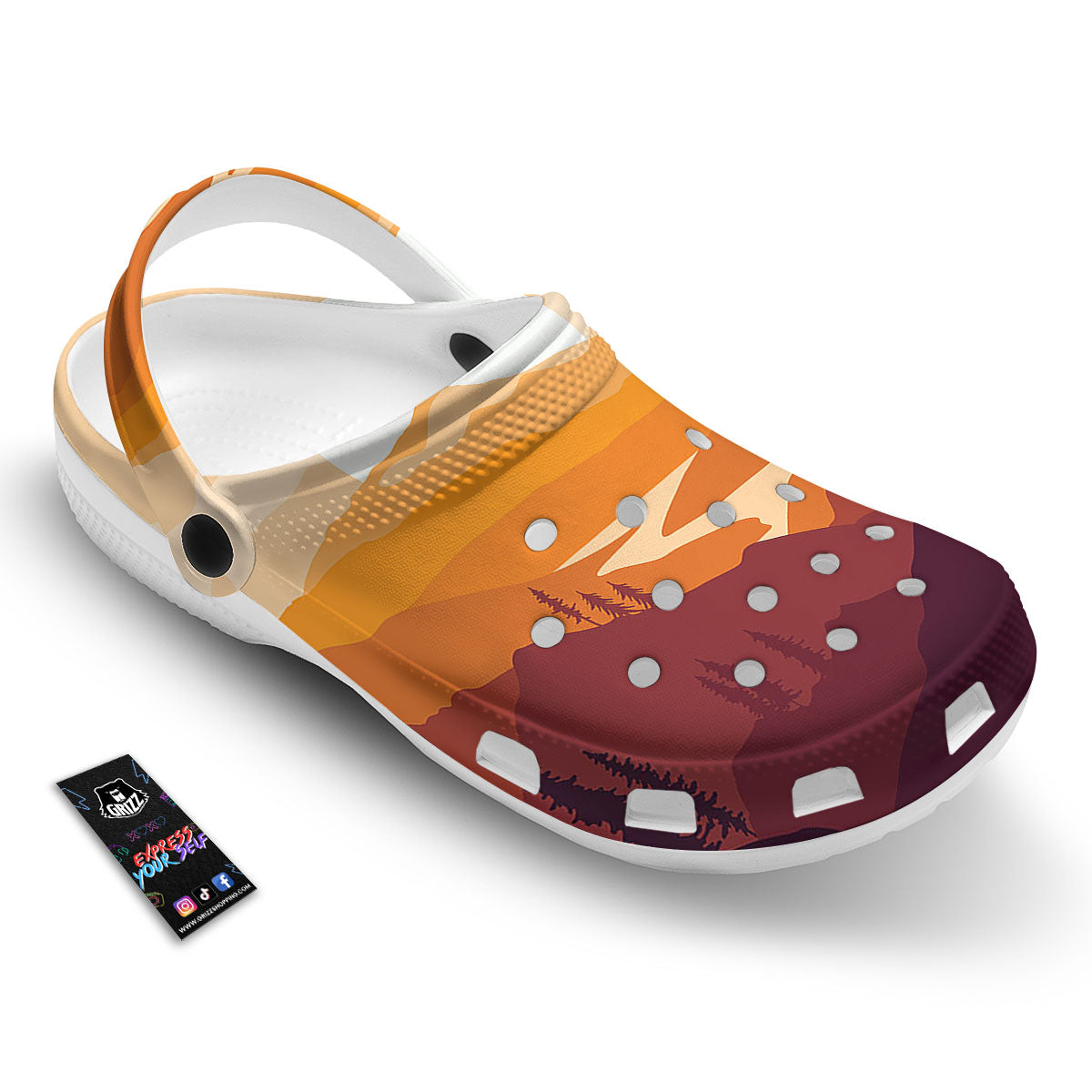 Autumn Mountains Sunset Print Clog-grizzshop