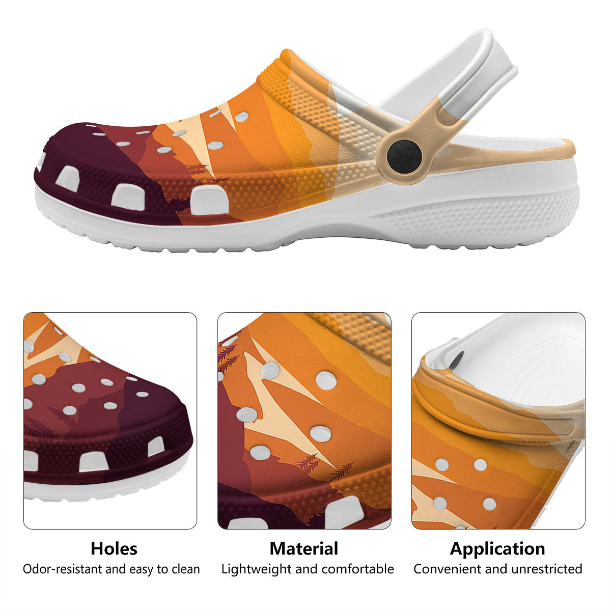 Autumn Mountains Sunset Print Clog-grizzshop