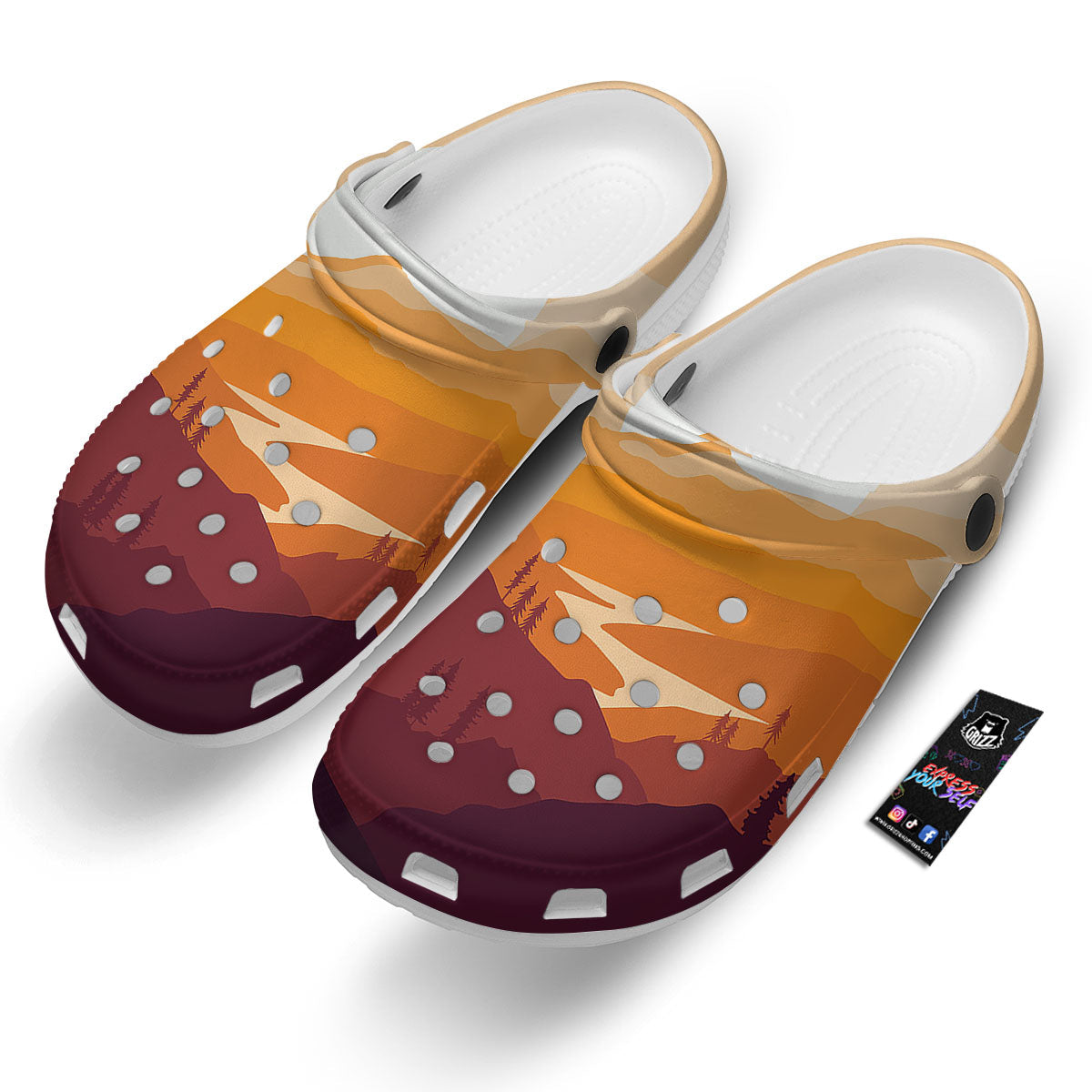 Autumn Mountains Sunset Print Clog-grizzshop