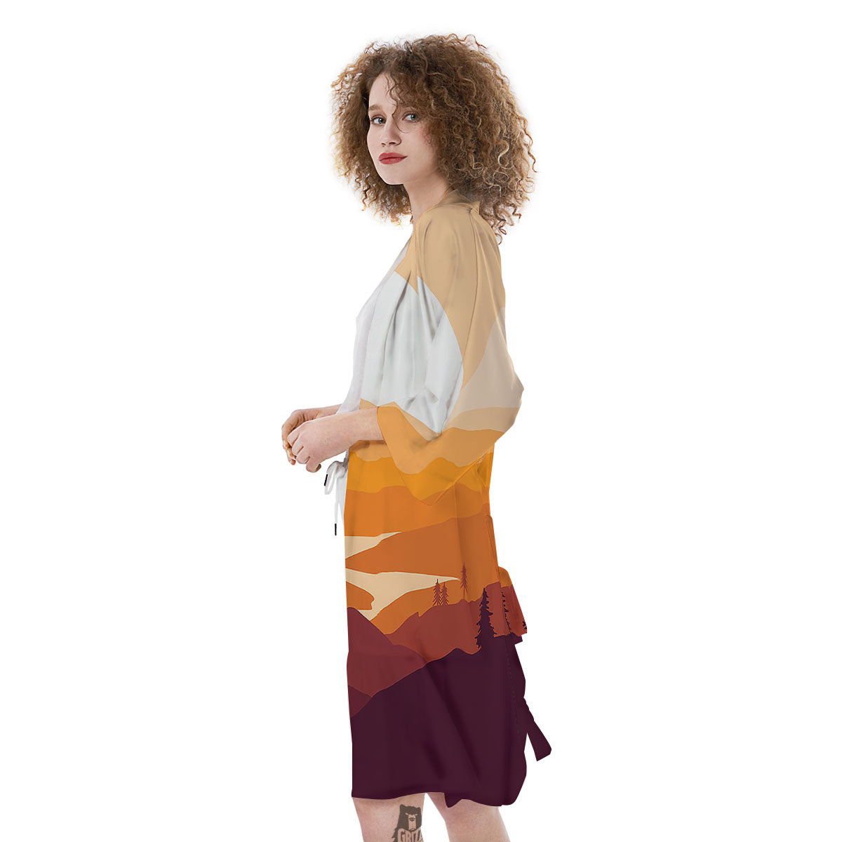 Autumn Mountains Sunset Print Kimono-grizzshop