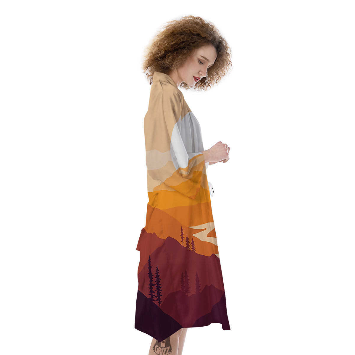 Autumn Mountains Sunset Print Kimono-grizzshop