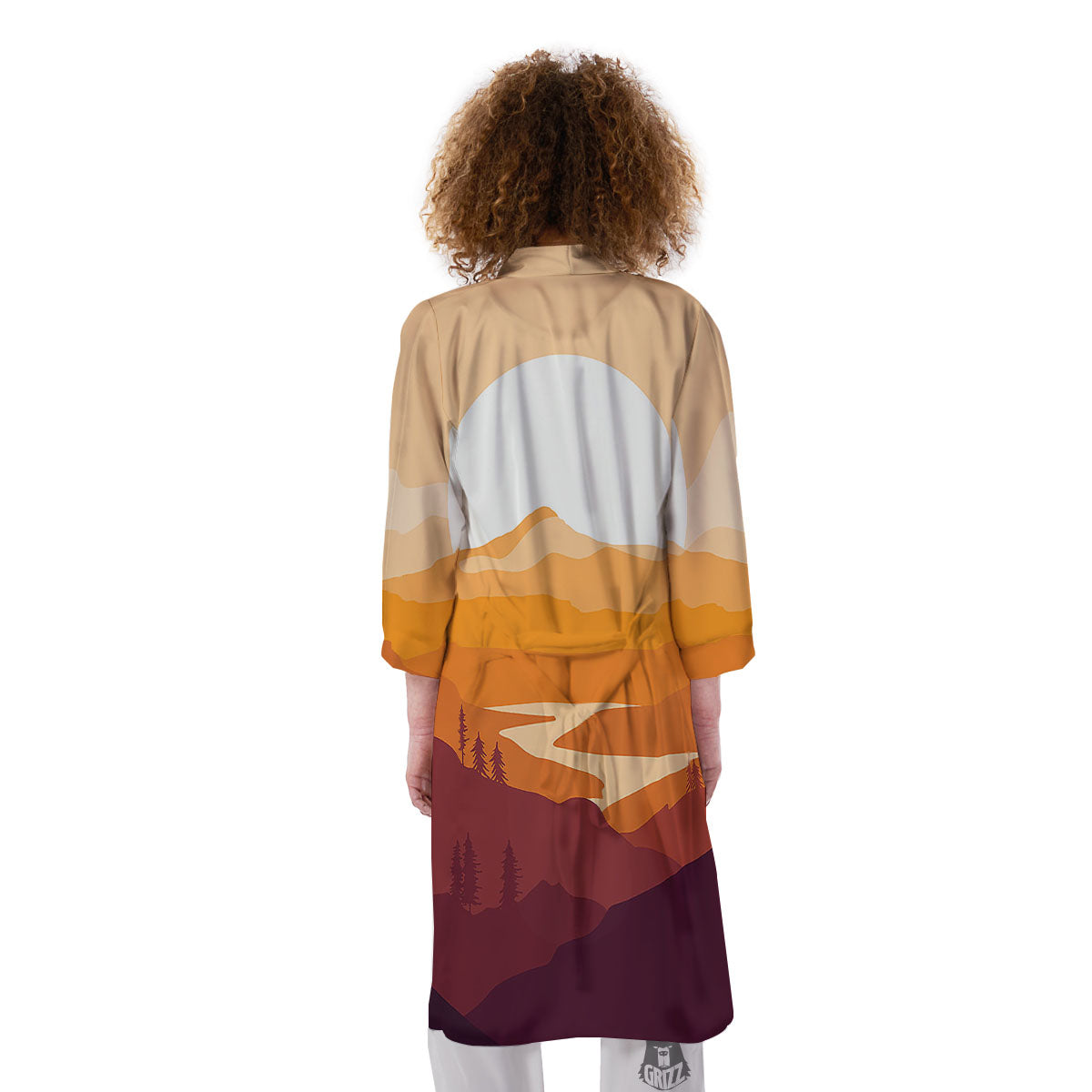 Autumn Mountains Sunset Print Kimono-grizzshop