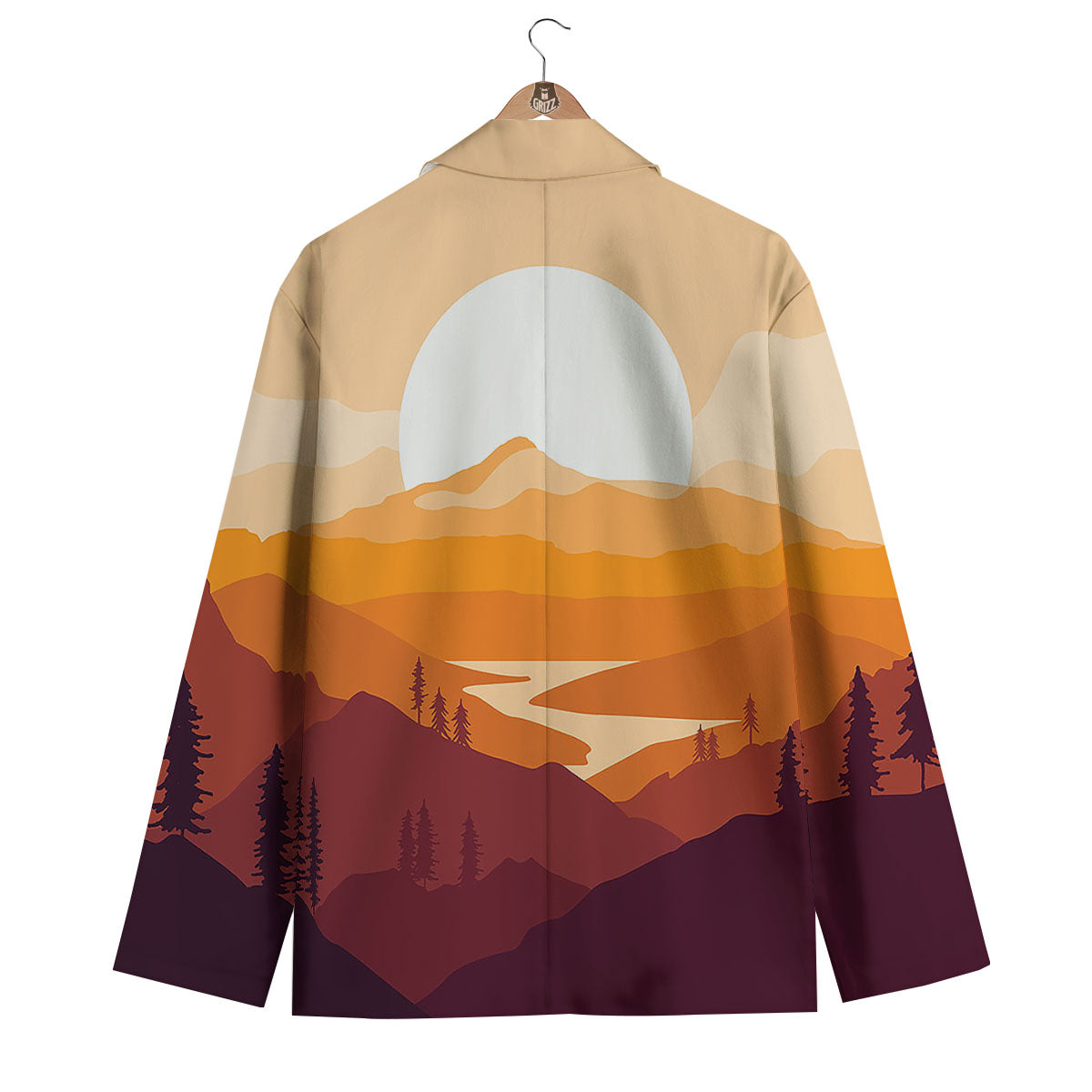 Autumn Mountains Sunset Print Men's Blazer-grizzshop
