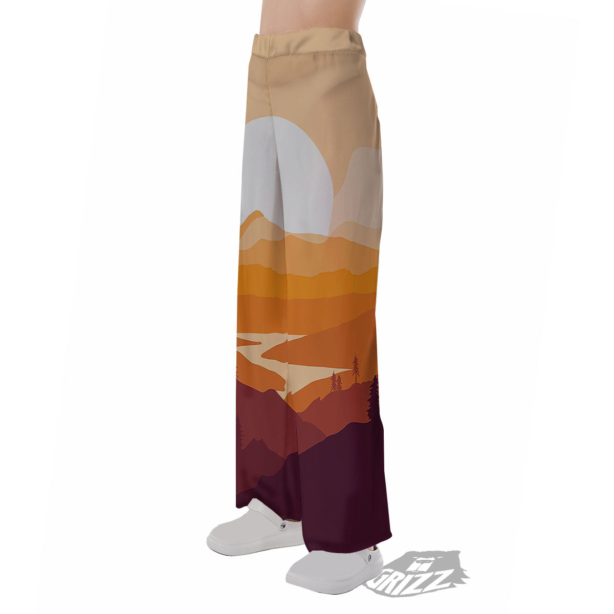 Autumn Mountains Sunset Print Pajama Pants-grizzshop