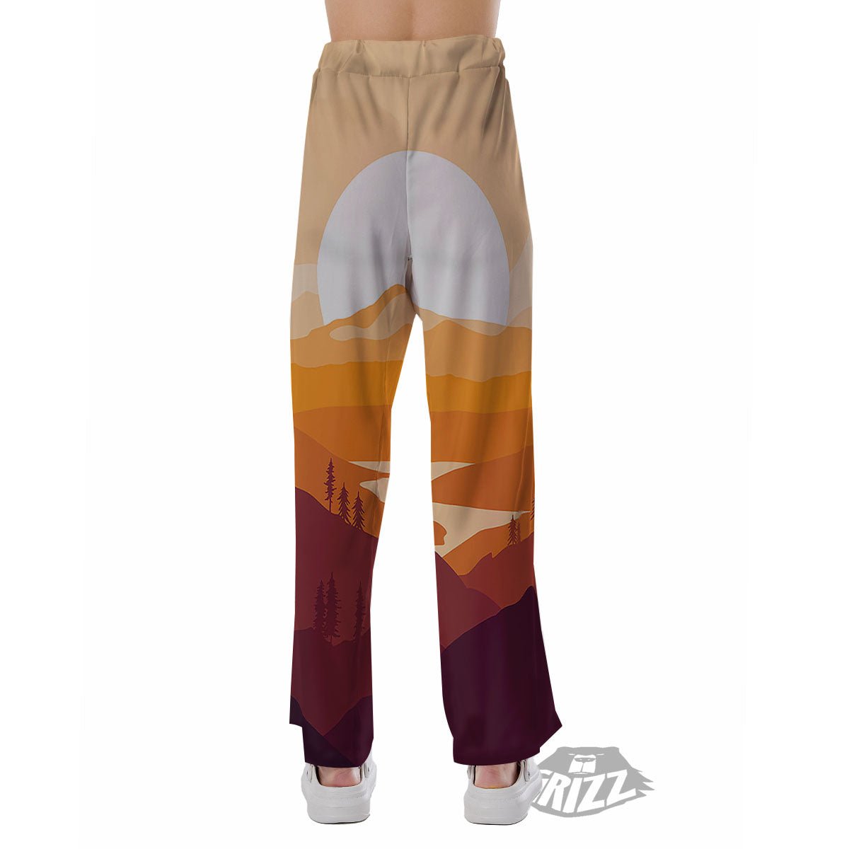 Autumn Mountains Sunset Print Pajama Pants-grizzshop