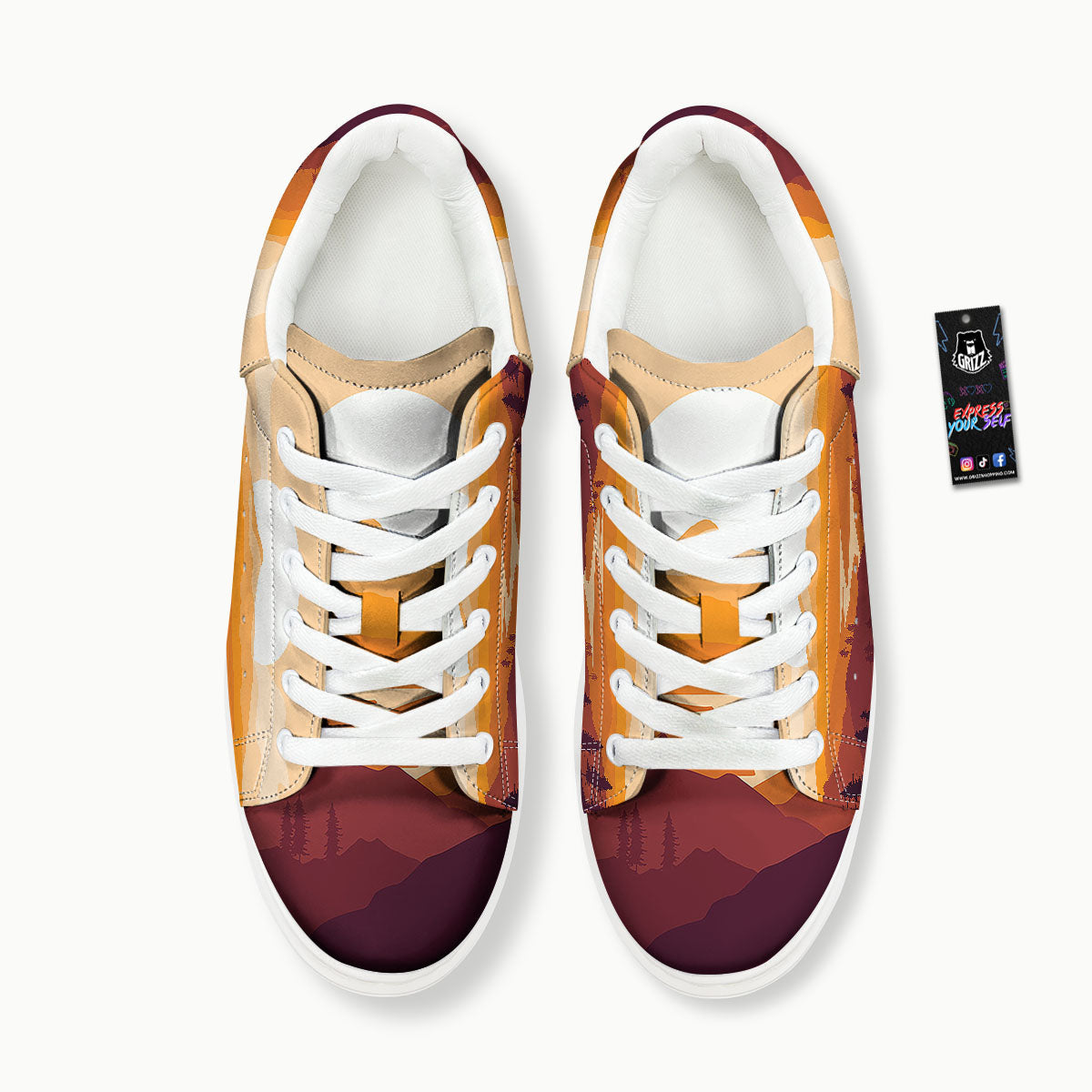 Autumn Mountains Sunset Print Platform Shoes-grizzshop