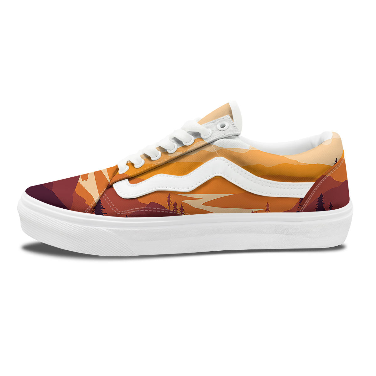 Autumn Mountains Sunset Print Skate Shoes-grizzshop