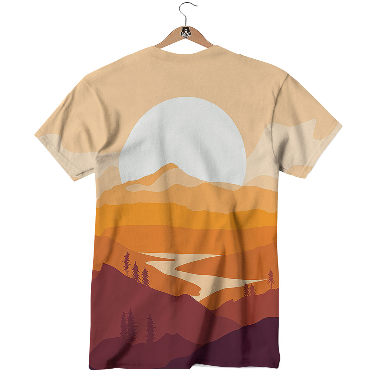 Autumn Mountains Sunset Print T-Shirt-grizzshop