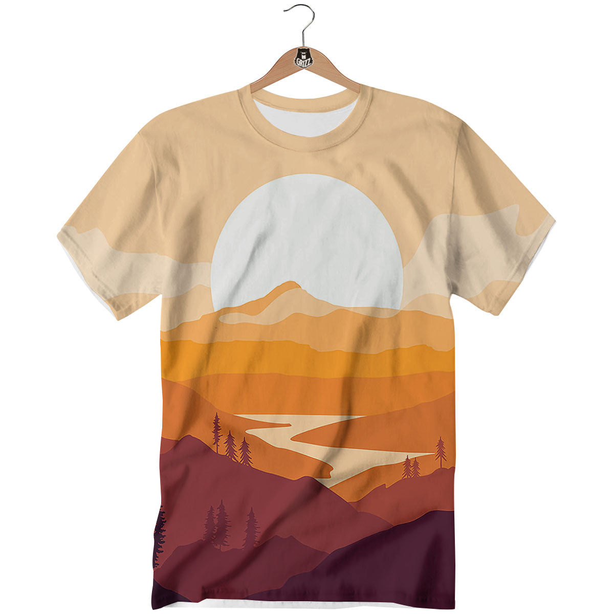 Autumn Mountains Sunset Print T-Shirt-grizzshop
