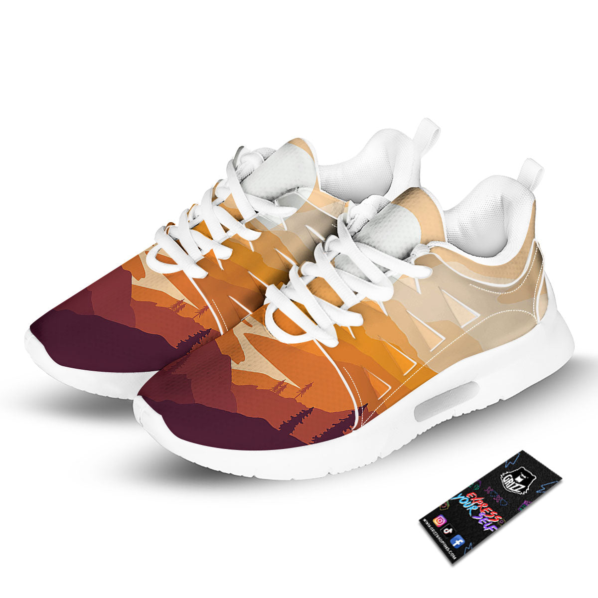 Autumn Mountains Sunset Print Tennis Shoes-grizzshop