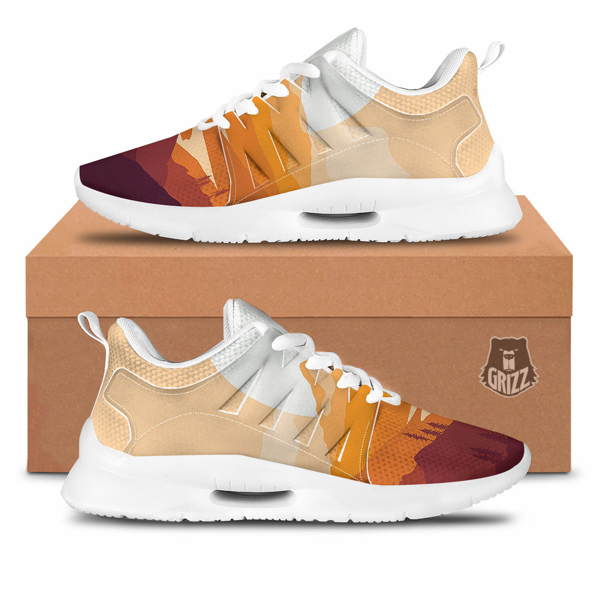 Autumn Mountains Sunset Print Tennis Shoes-grizzshop