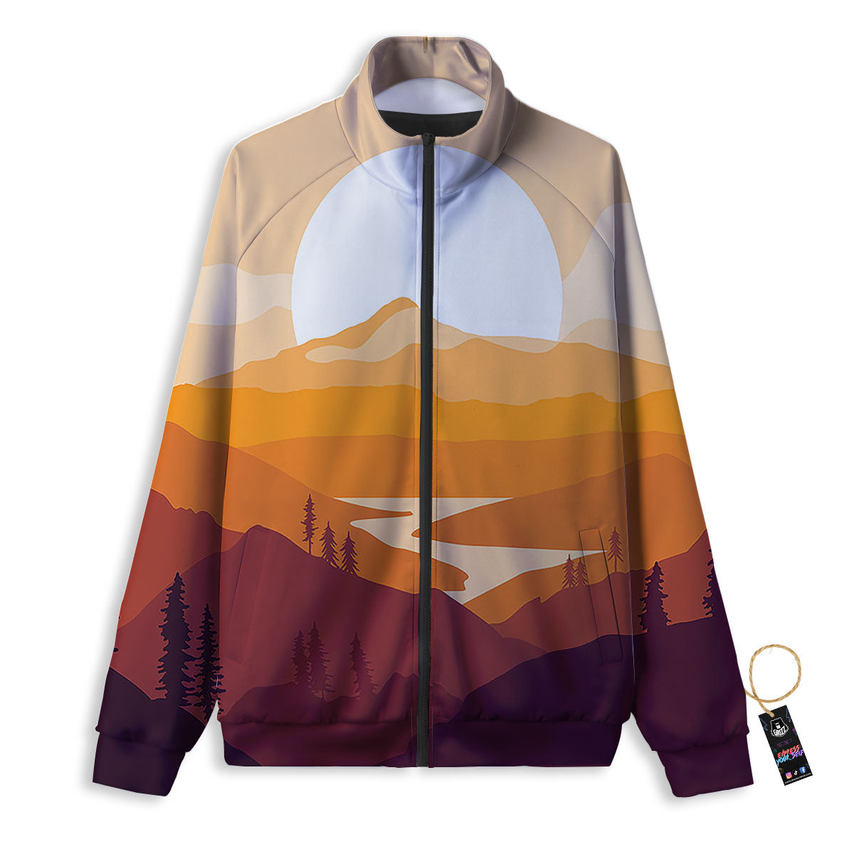 Autumn Mountains Sunset Print Track Jacket-grizzshop