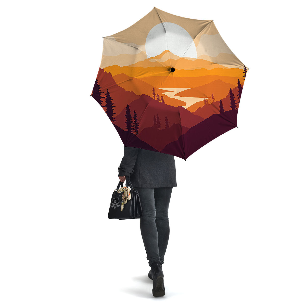 Autumn Mountains Sunset Print Umbrella-grizzshop