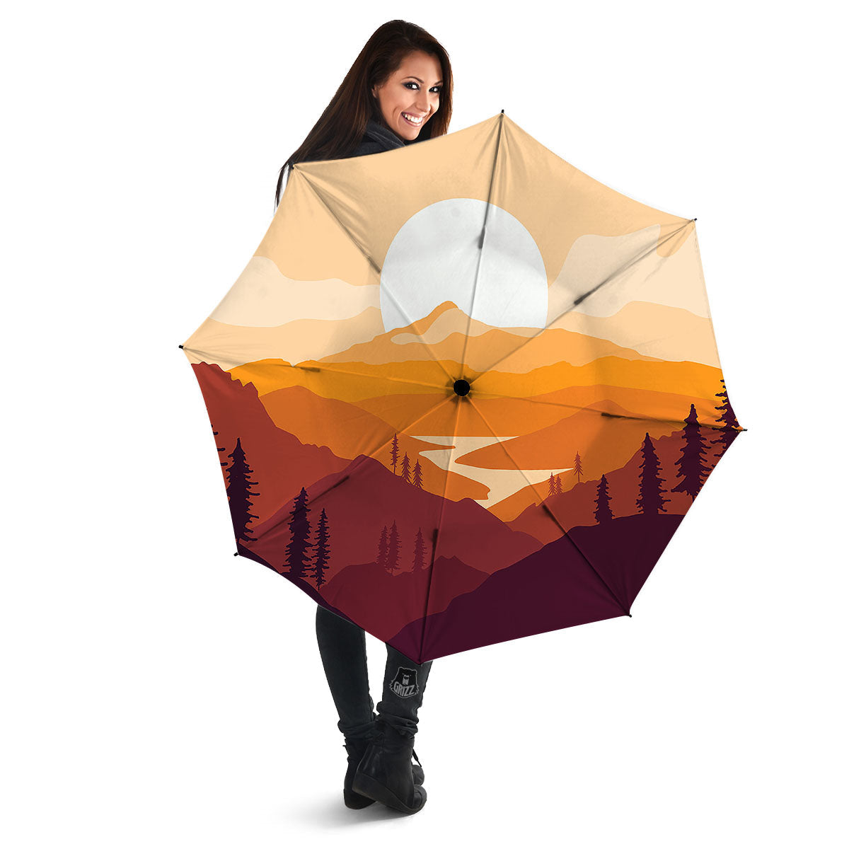 Autumn Mountains Sunset Print Umbrella-grizzshop