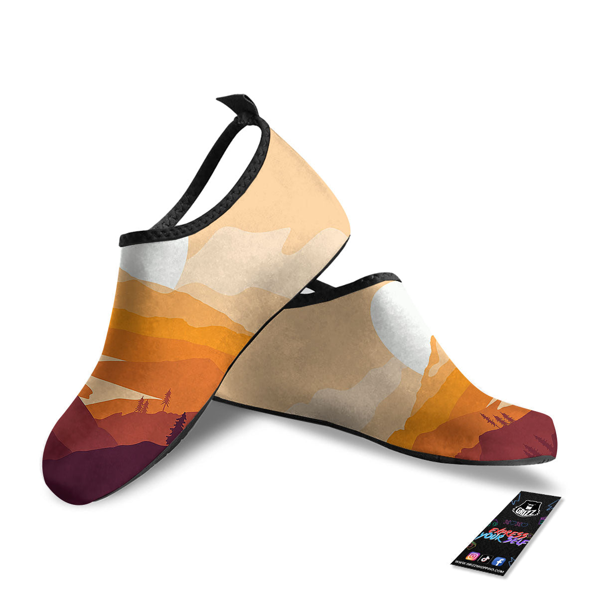 Autumn Mountains Sunset Print Water Shoes-grizzshop