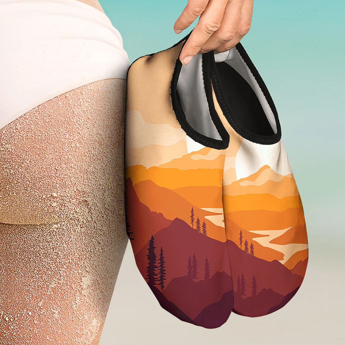 Autumn Mountains Sunset Print Water Shoes-grizzshop