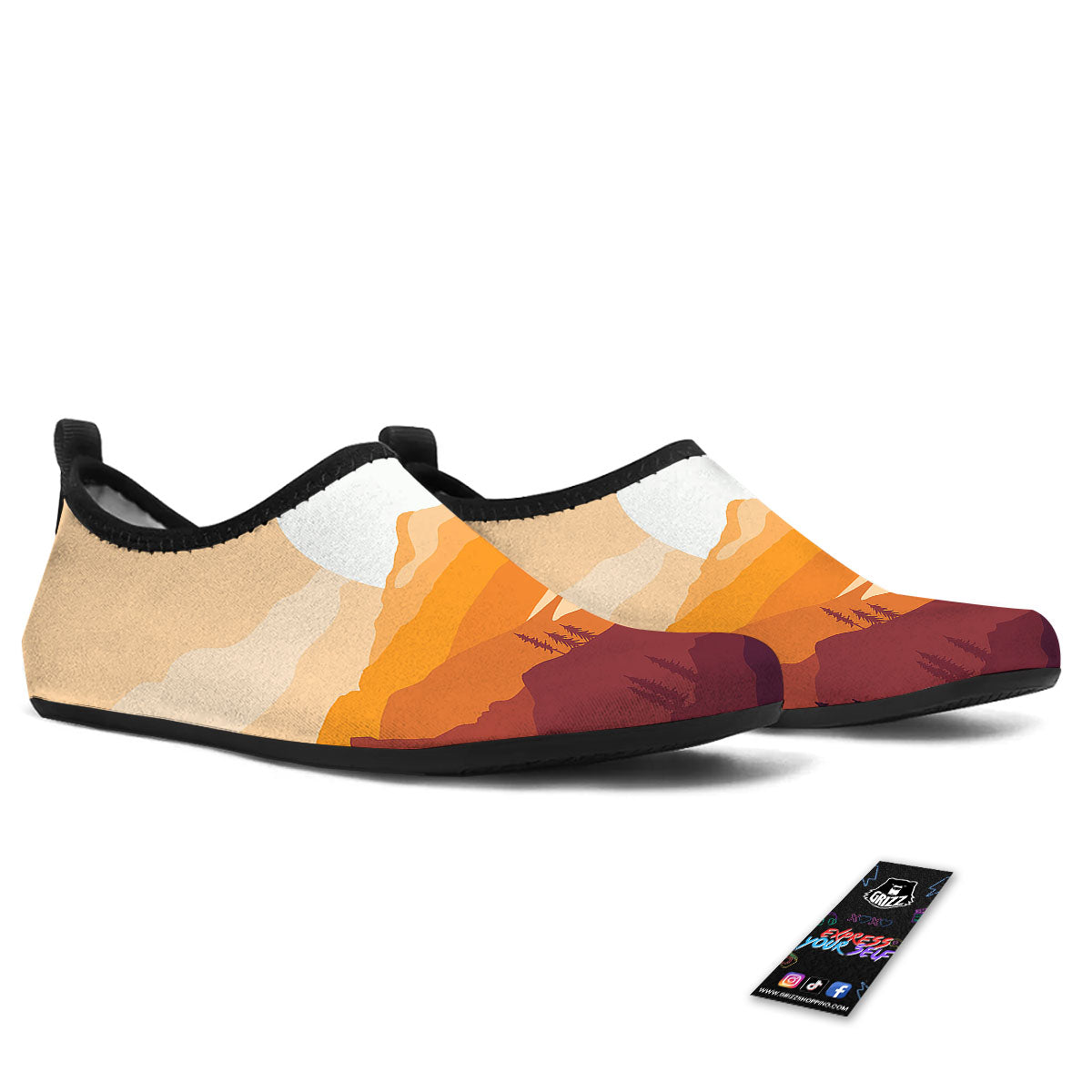 Autumn Mountains Sunset Print Water Shoes-grizzshop