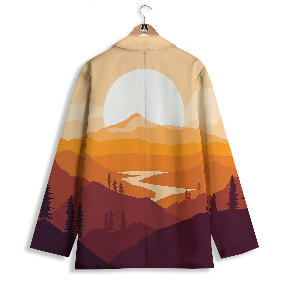 Autumn Mountains Sunset Print Women's Blazer-grizzshop
