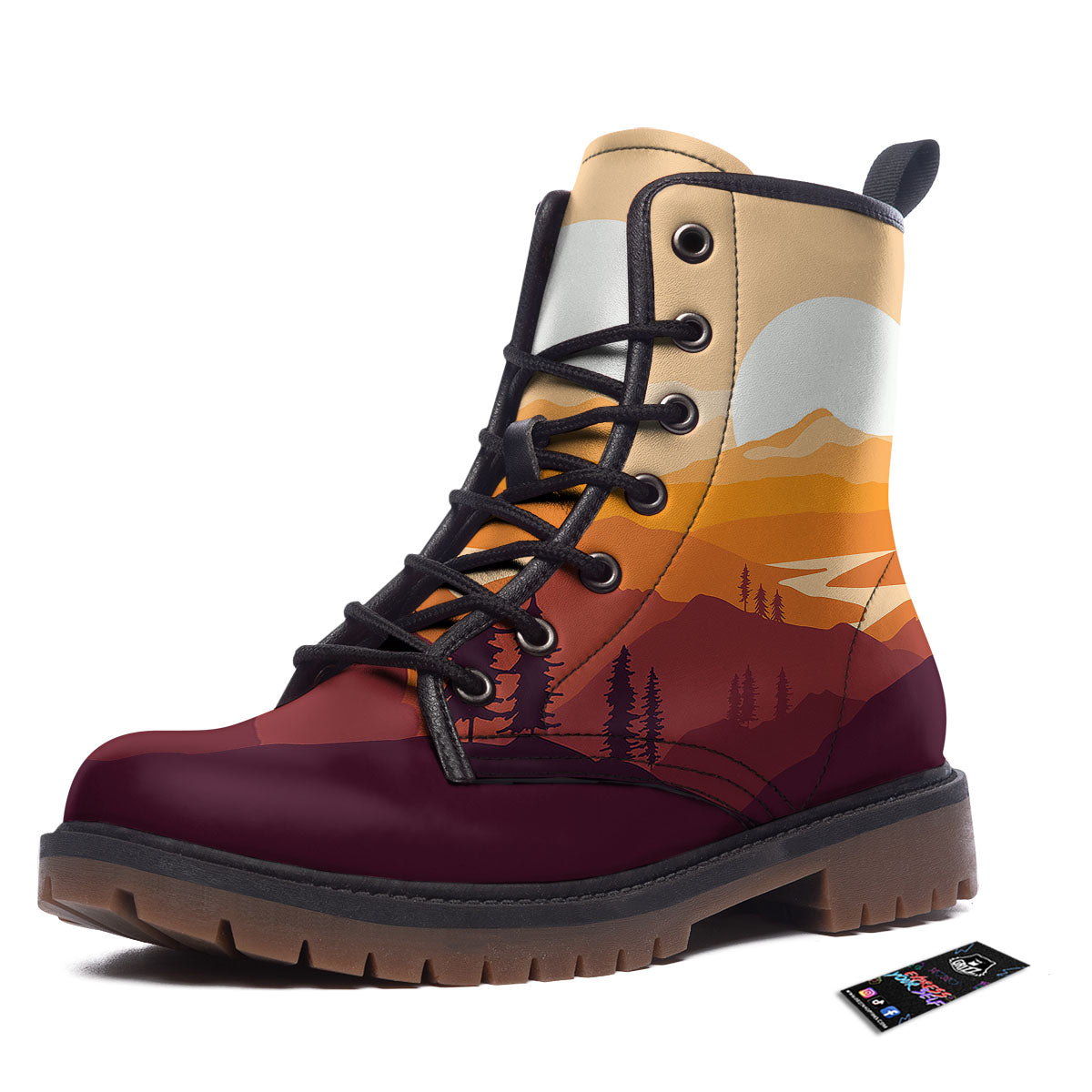 Autumn Mountains Sunset Print Work Boots-grizzshop