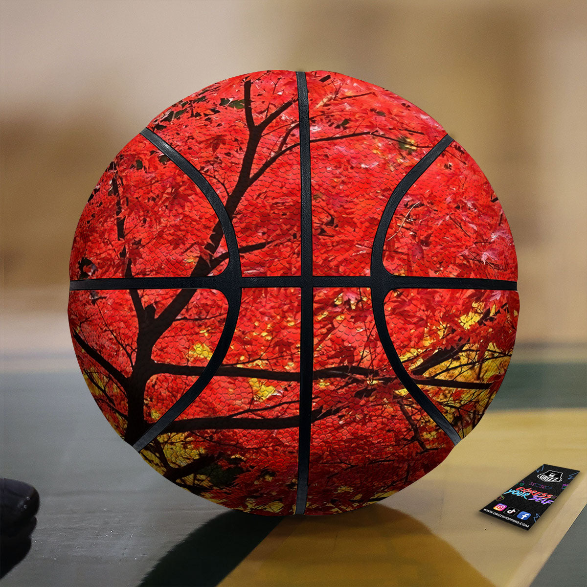 Autumn Trees Red Print Basketball-grizzshop