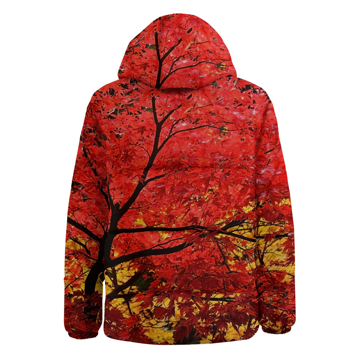 Autumn Trees Red Print Down Jacket-grizzshop