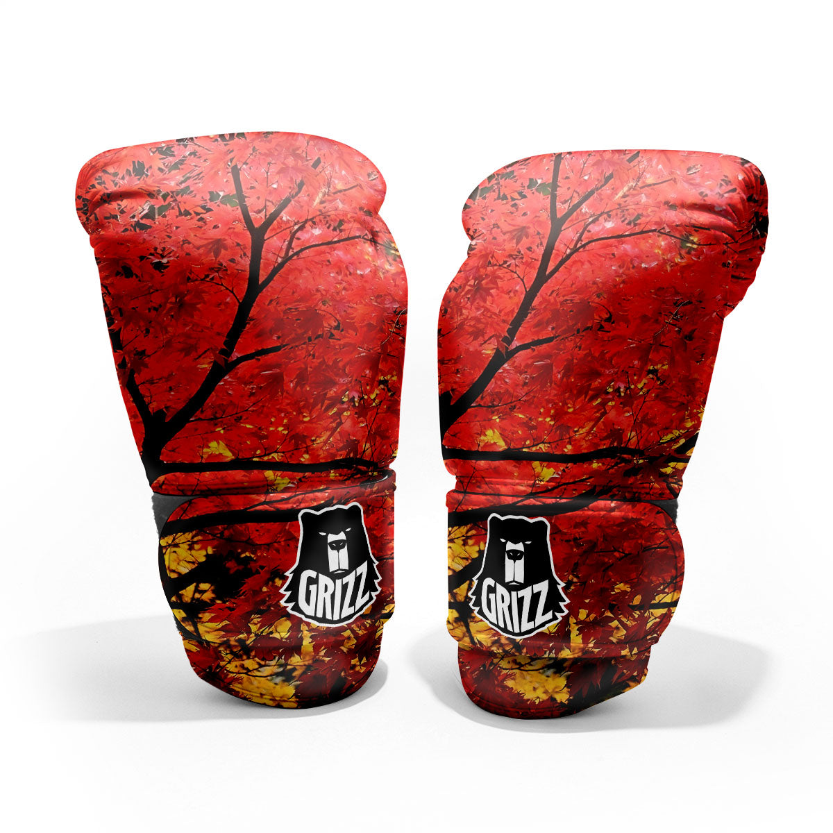 Autumn Trees Red Print Pro Boxing Glove
