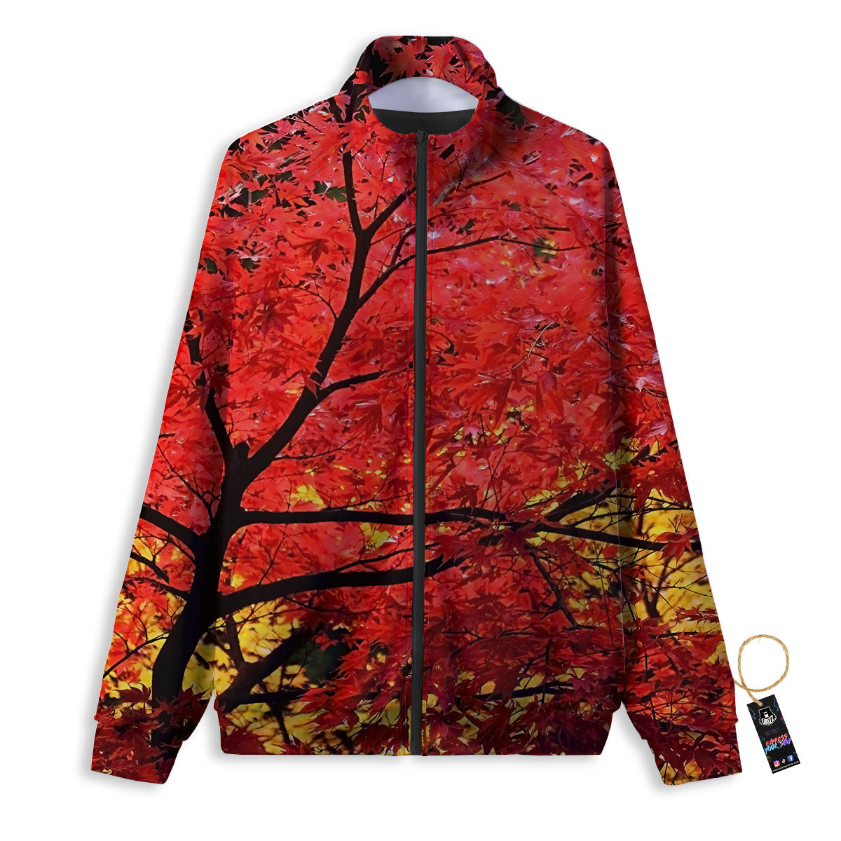 Autumn Trees Red Print Track Jacket-grizzshop