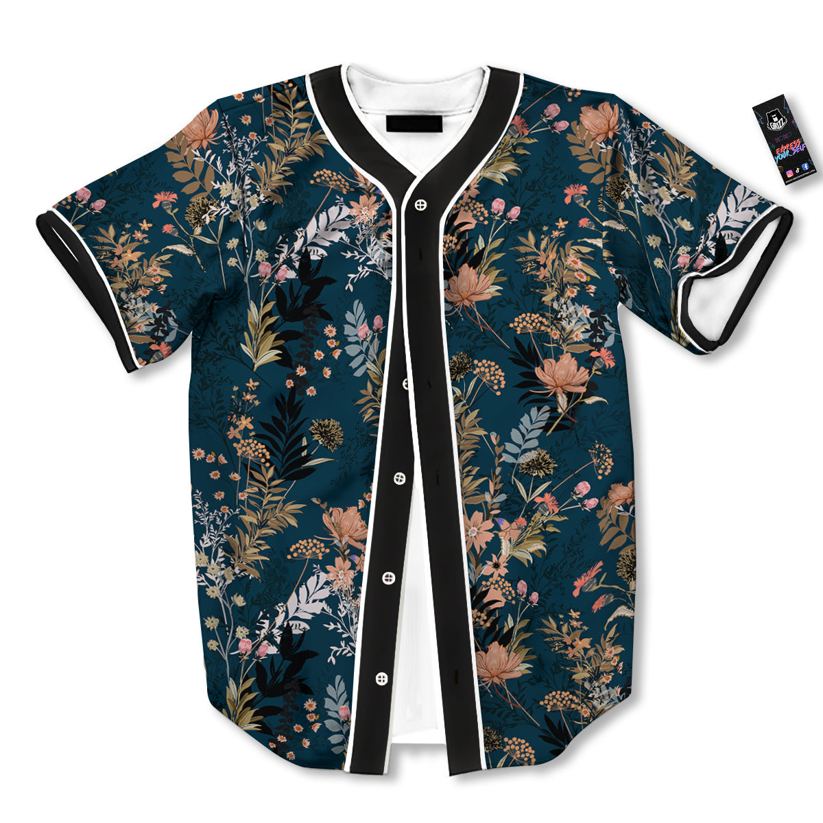 Autumn Vintage Print Pattern Baseball Jersey-grizzshop