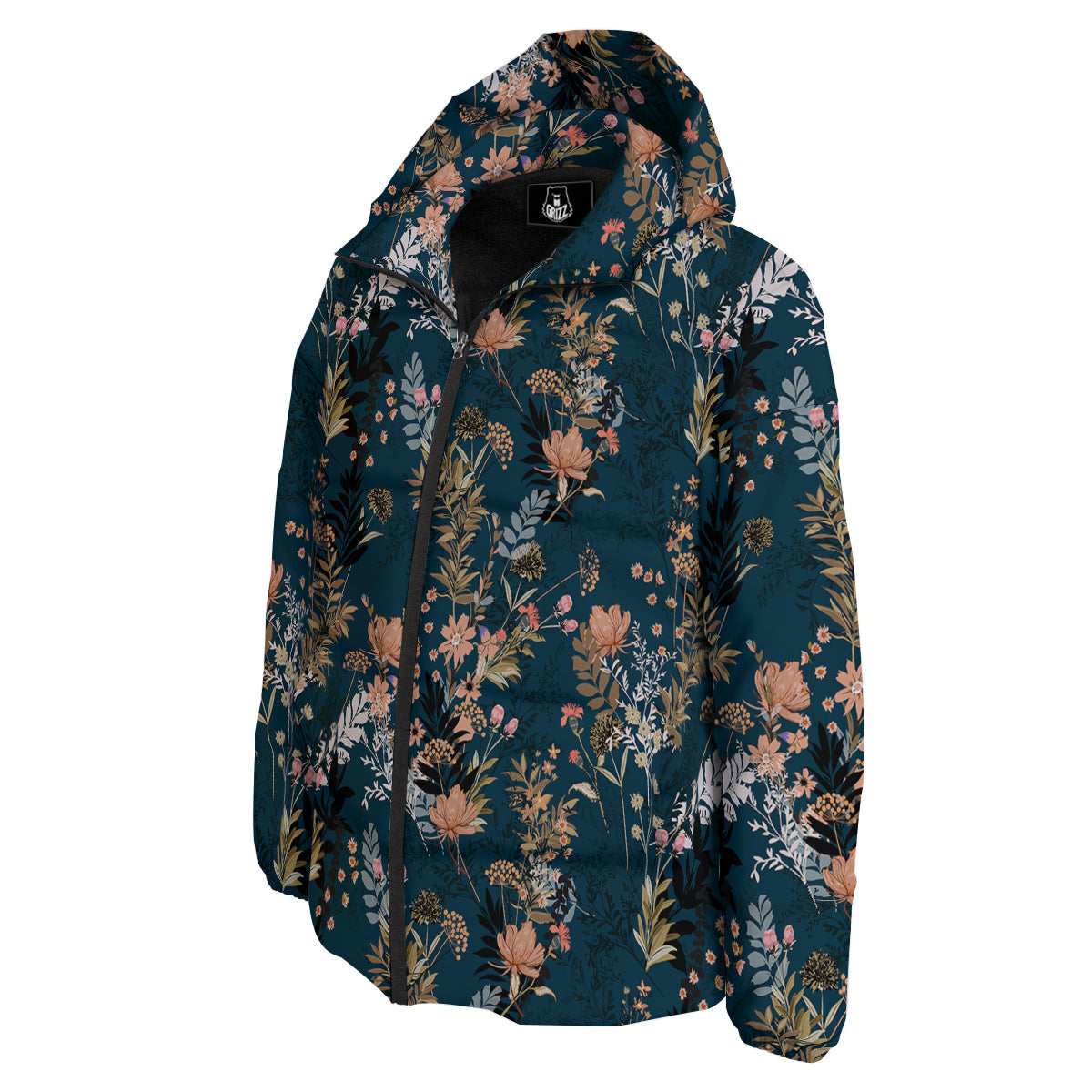 Autumn Vintage Print Pattern Down Jacket-grizzshop