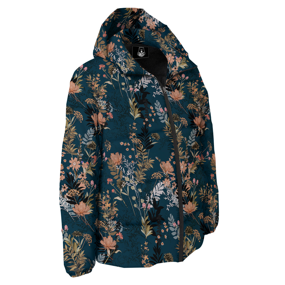 Autumn Vintage Print Pattern Down Jacket-grizzshop