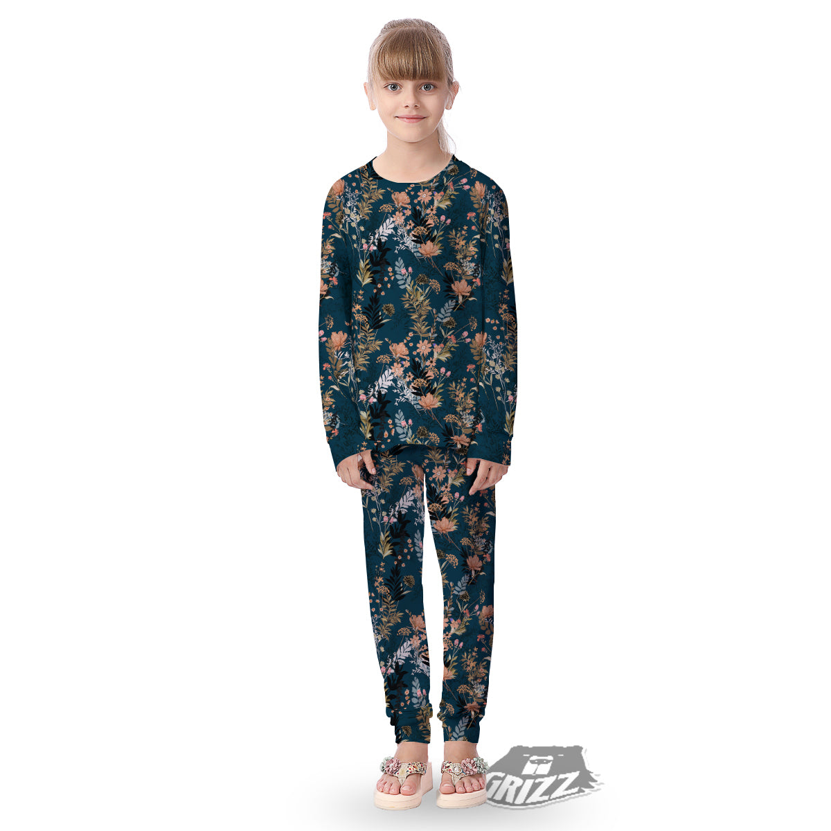 Autumn Vintage Print Pattern Kid's Pajamas-grizzshop