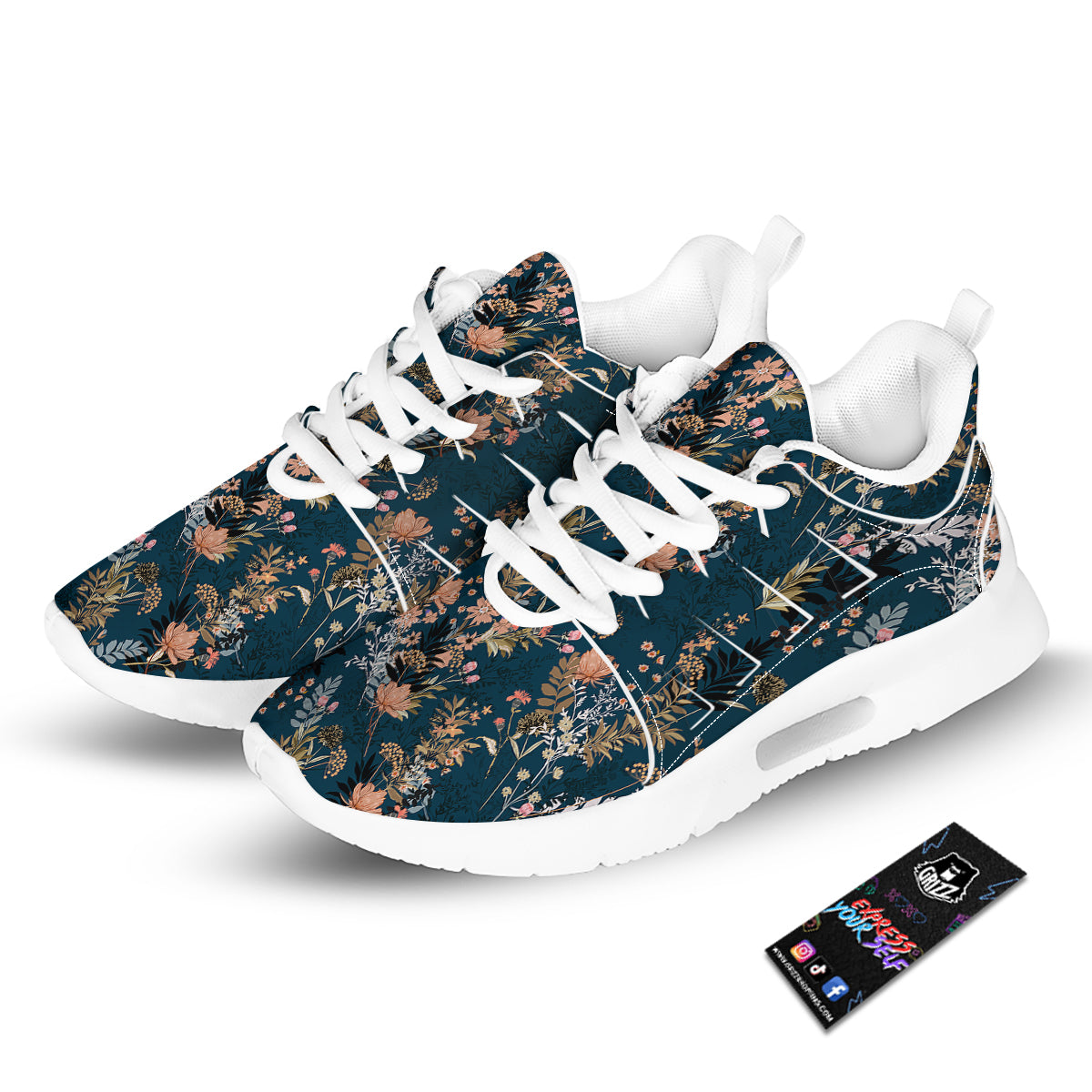 Autumn Vintage Print Pattern Tennis Shoes-grizzshop