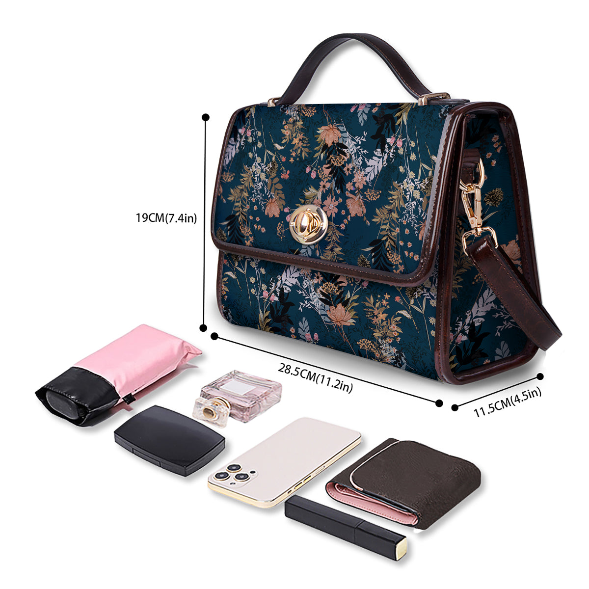 Autumn Vintage Print Pattern Women's Satchel Bag-grizzshop