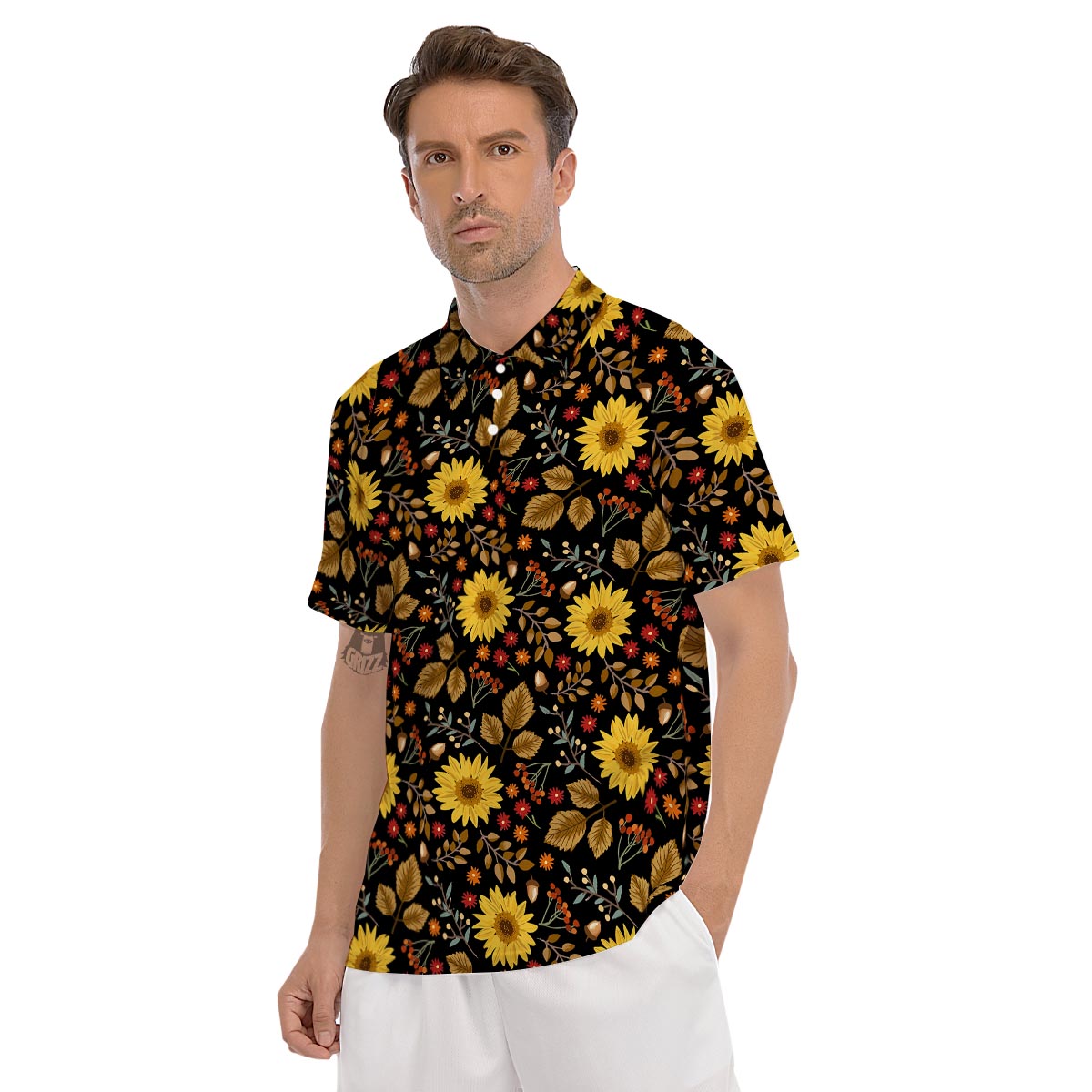 Autumn Sunflower Men's Golf Shirts-grizzshop