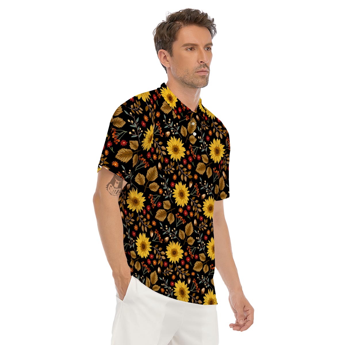 Autumn Sunflower Men's Golf Shirts-grizzshop
