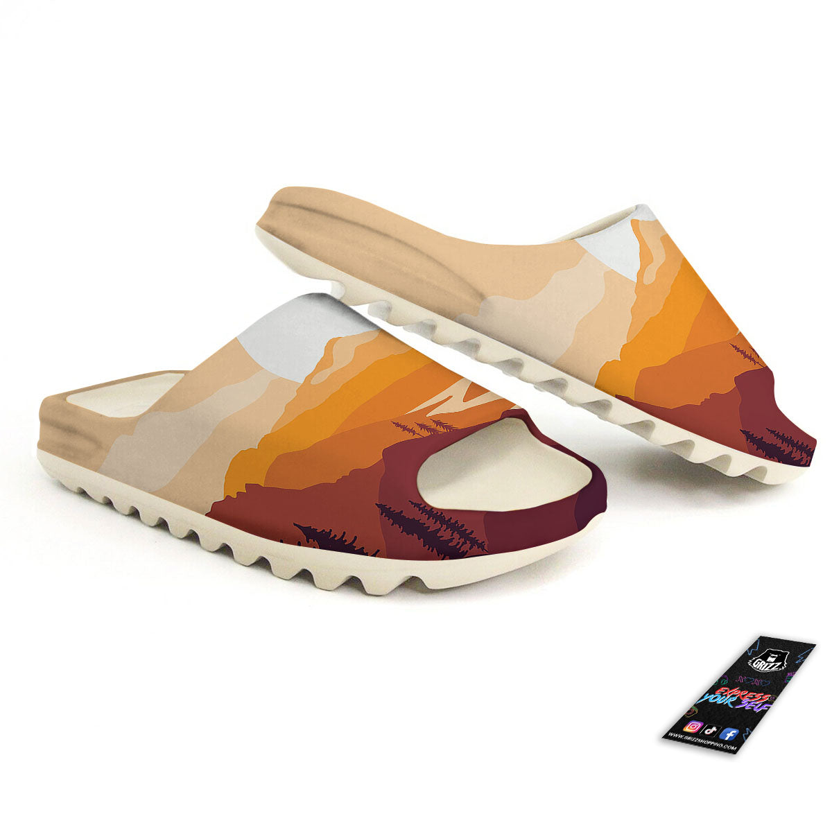 Autumn Mountains Sunset Print Sandals-grizzshop