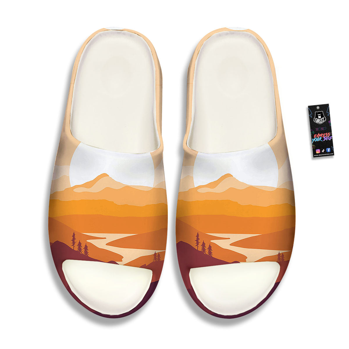 Autumn Mountains Sunset Print Sandals-grizzshop