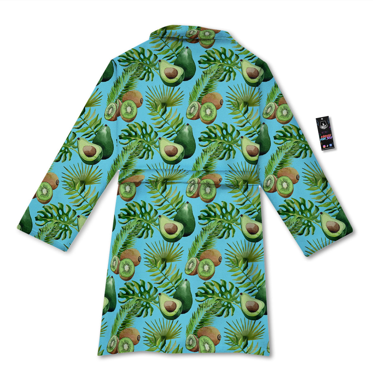 Avocado And Watercolor Kiwi Print Pattern Bathrobe-grizzshop
