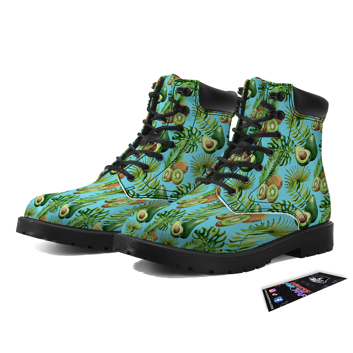 Avocado And Watercolor Kiwi Print Pattern Boots-grizzshop