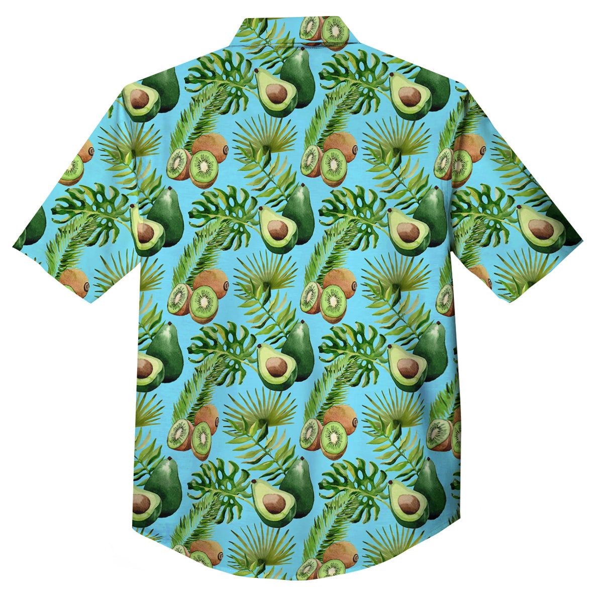 Avocado And Watercolor Kiwi Print Pattern Button Up Shirt-grizzshop
