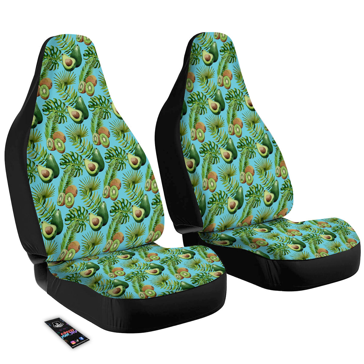 Avocado And Watercolor Kiwi Print Pattern Car Seat Covers-grizzshop