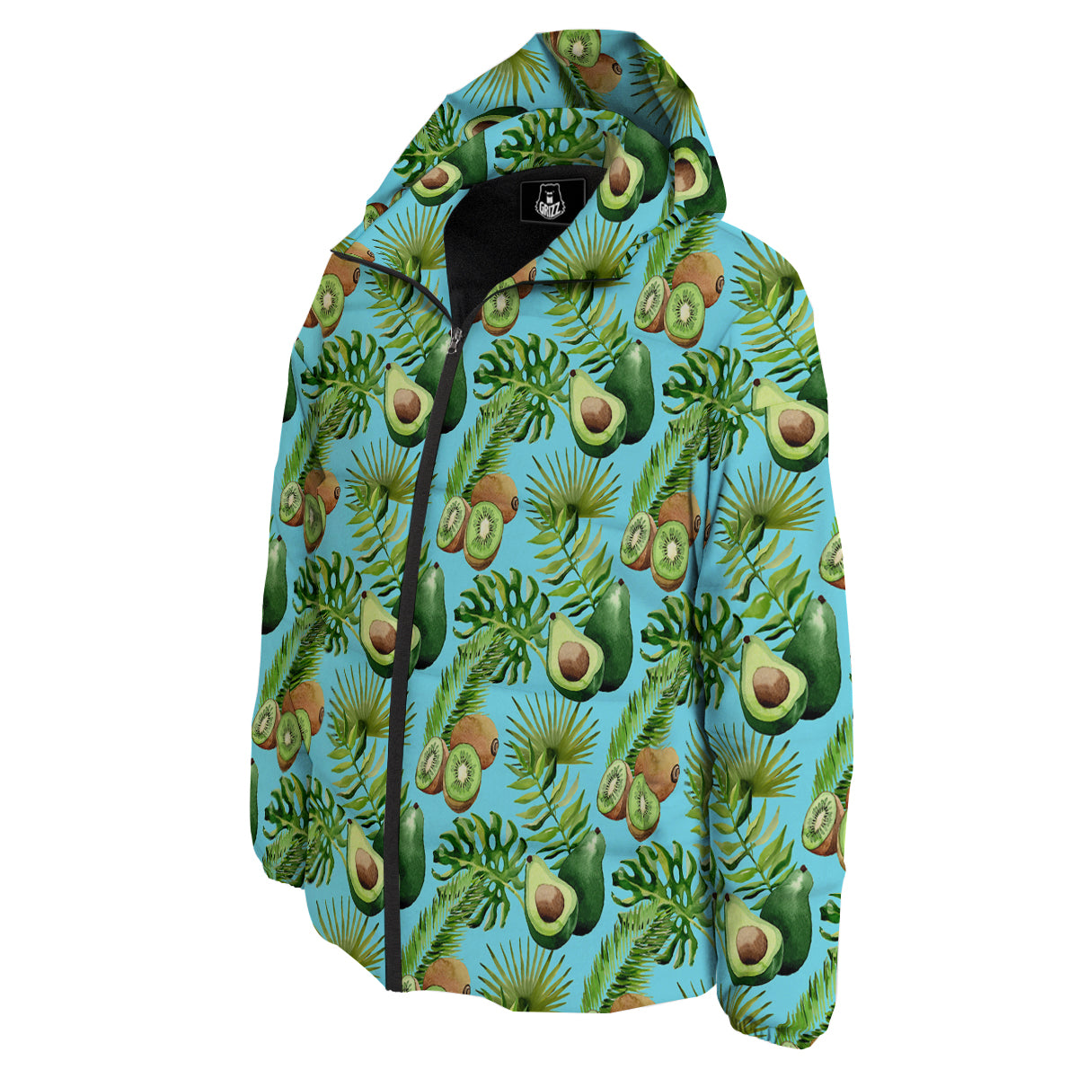 Avocado And Watercolor Kiwi Print Pattern Down Jacket-grizzshop