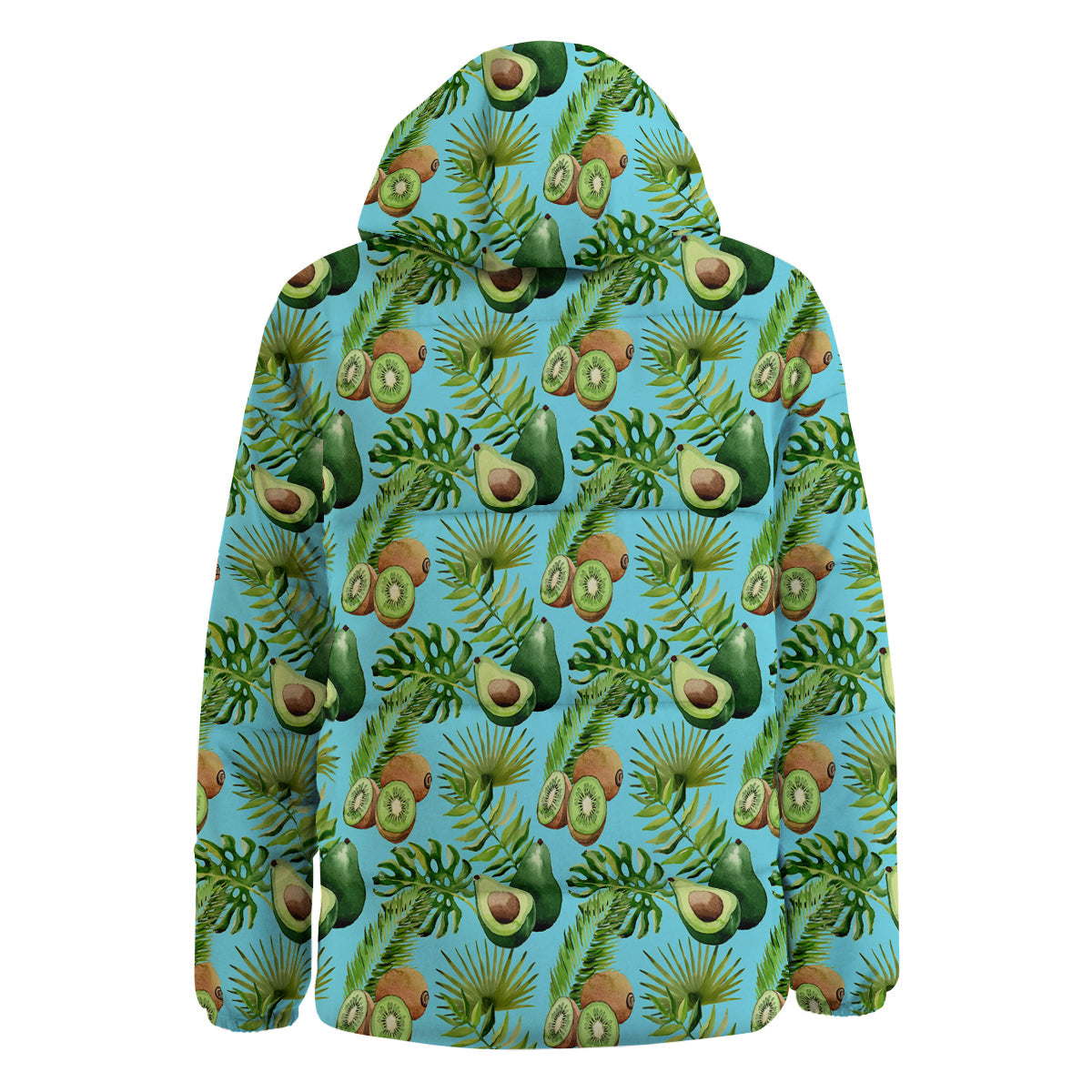 Avocado And Watercolor Kiwi Print Pattern Down Jacket-grizzshop