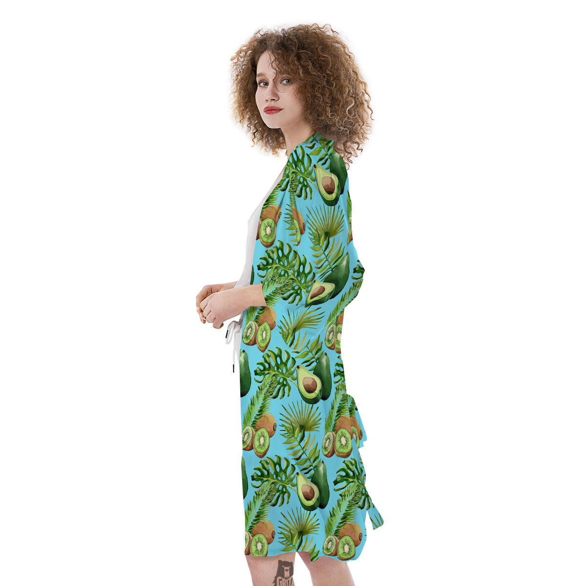 Avocado And Watercolor Kiwi Print Pattern Kimono-grizzshop