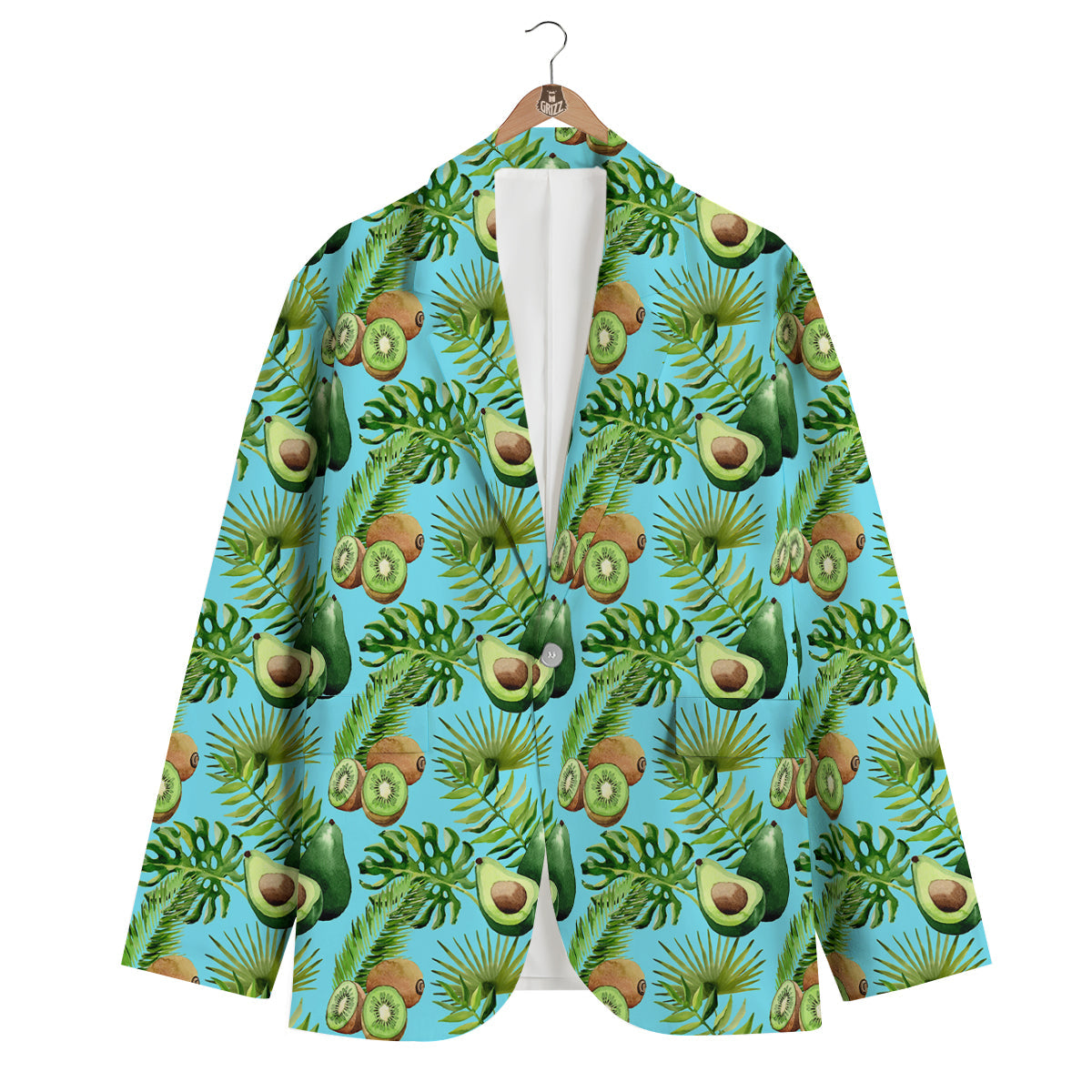 Avocado And Watercolor Kiwi Print Pattern Men's Blazer-grizzshop