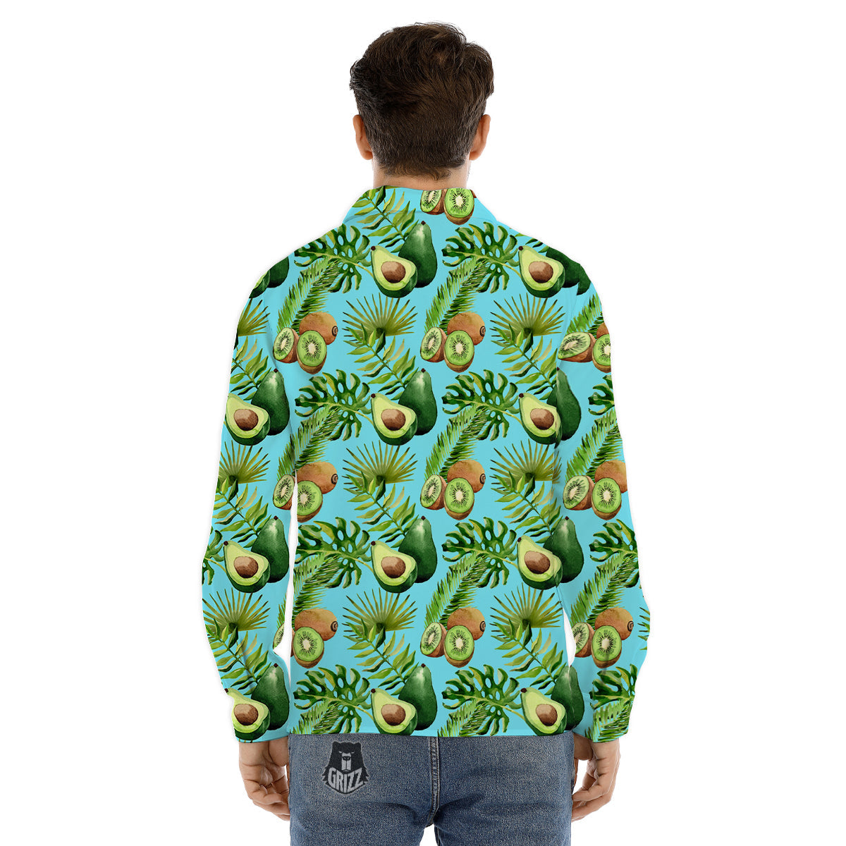 Avocado And Watercolor Kiwi Print Pattern Men's Dress Shirts-grizzshop
