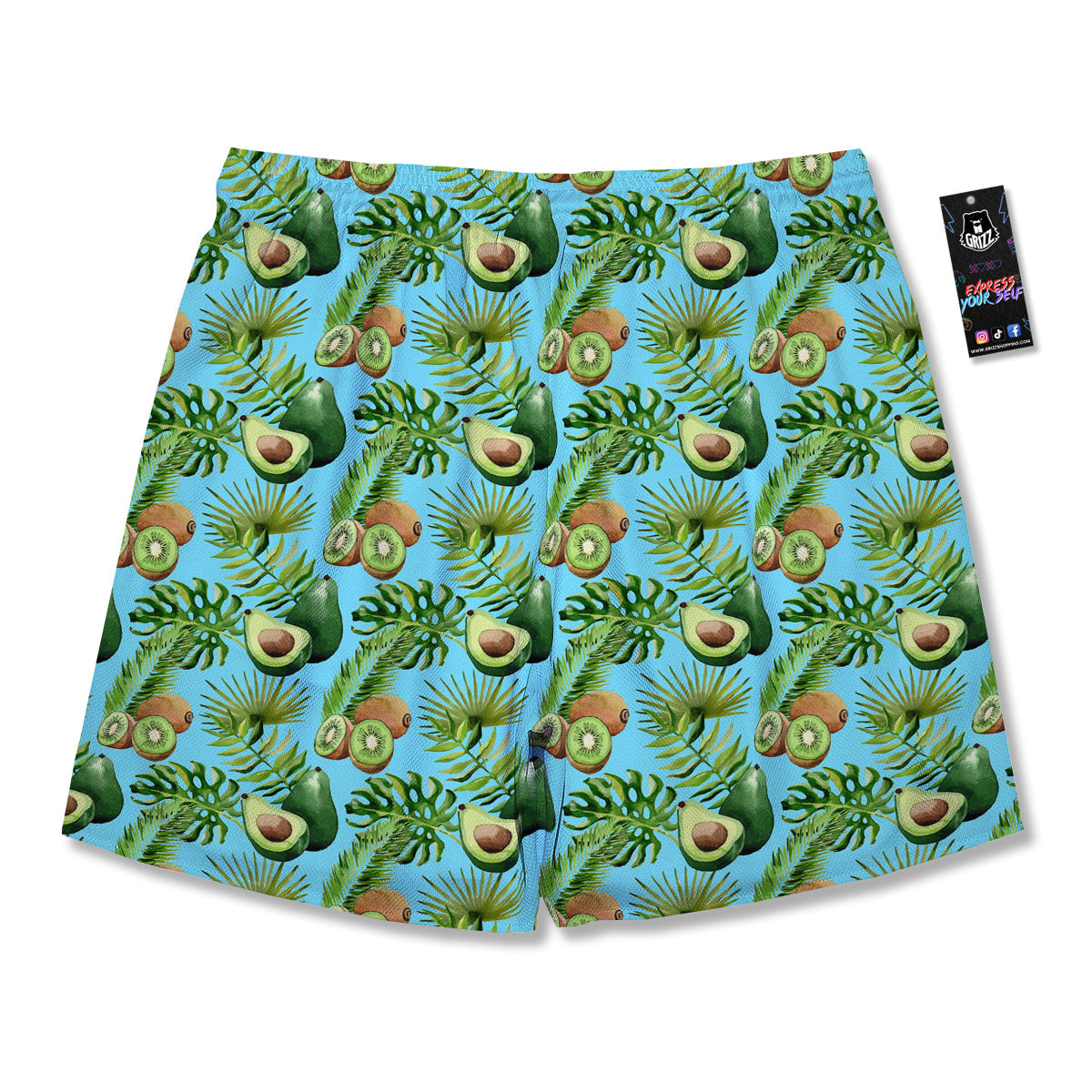 Avocado And Watercolor Kiwi Print Pattern Men's Running Shorts-grizzshop