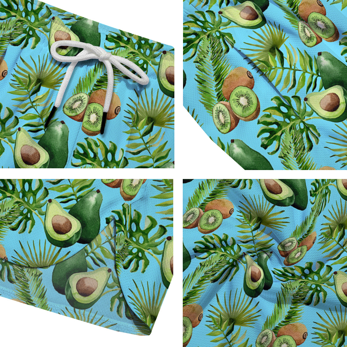 Avocado And Watercolor Kiwi Print Pattern Men's Running Shorts-grizzshop