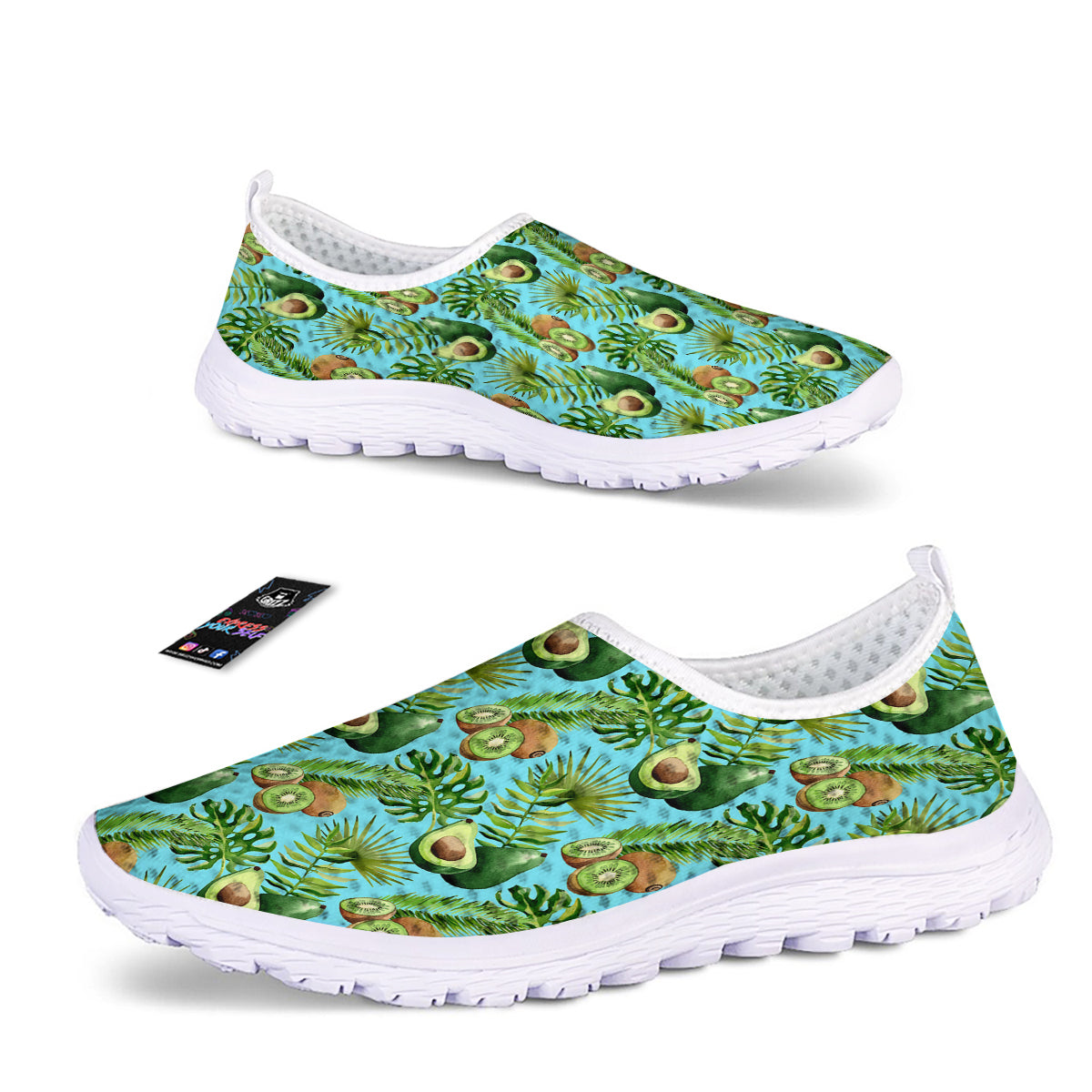 Avocado And Watercolor Kiwi Print Pattern Nurse Shoes-grizzshop